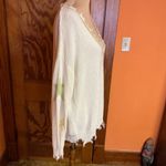 Hem & Thread  Star Knit V-Neck Sweater Distressed Hem Boho Cozy Photo 9