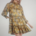 Cinq A Sept Brady Paisley Ruffle Tiered Baby Doll Dress In Eucalyptus Size 0 Green Photo 0