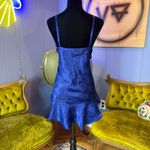 Victoria's Secret Vintage 80s Victoria’s Secret Royal Blue Floral Satin Flared Slip Dress Photo 6