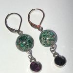 Semi Precious Green Sea Sediment? Chrysocolla? Beaded Boho Earrings Photo 2