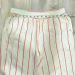 C&C California  100% White Striped Linen Pull On Pants Tapered Leg Casual Size M Photo 6