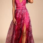 Lulus  Romance That Wows Magenta Floral Print Organza Maxi Dress Photo 0