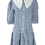 Vicky & Lucas Gingham Peter Pan Collar Doll Core Tiered Ruffle Mini Dress Small Blue Photo 1