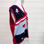Karen Scott Americana Knit Sweater Vest Size L Red White Blue Stars & Stripes Photo 3