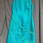 Anne Klein Ann Klein size 6 100% linen, teal and lime sleeveless shift dress Photo 1