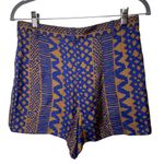 Whit 100% silk royal blue and gold high waist shorts sz 10 Photo 1