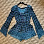 Urban Outfitters Outiftters Ecote Helena Printed Long-Sleeve Romper Photo 4