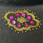 Vintage 80s Marnie West Sequin Beaded Black Sweater Size M‎ Holiday Party Gold Size M Photo 1