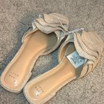 A New Day  Women's Tan Mules ruffled top size 9.5 rattan Photo 6