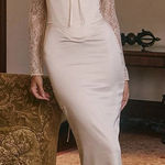 House Of CB  S D-DD‎ 'Perdi' Vintage Ivory Satin Maxi Dress NWOT Photo 0