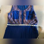 Charming Charlie  mini blue dress with lilac overlay on top size L new Photo 5