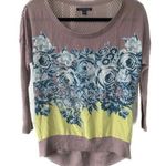 American Eagle  Outfitter Silk Blend Floral Pointelle Knit Mix Media Sweater XS Photo 0