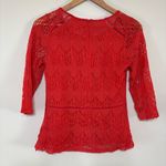 Skies Are Blue  Coral Lace Lined 1/2 Sleeve Peplum Top Size XS Photo 4