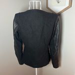 Judith And Charles Black Laine Wool Zip Bomber Jacket Leather Sleeve Size 4 Photo 4