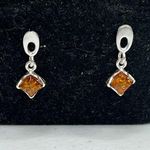Sterling Silver Drop Earrings With Baltic Amber For Women Photo 0