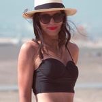 ALBION FIT  Black Pin Up Swim Top Size Medium Photo 0