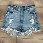 Abercrombie & Fitch  High Rise Distressed Mom Blue Jean Shorts Size 26 Photo 0