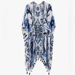 Moss Rose Women's Beach Cover up Swimsuit Kimono with Bohemian Floral Print NWT Blue Size undefined Photo 2