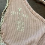 American Eagle AE soft and sexy ribbed pink lace cami | size s/m Photo 2