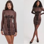House Of CB NWOT  Marica Brown Velvet & Lace long sleeves mini Corset Dress sz XS Photo 1