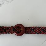 Anthropologie Vintage Braided Multicolor Leather Belt Rounded Buckle Brown Large Photo 3