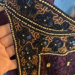 Papell Boutique  Burgundy and Gold Embroidered Blouse Photo 1
