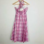 Majorelle ‘Florian’ midi dress in pink plaid w/ halter tie neck & bandeau top. S Photo 4