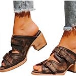 Freebird Caprice Brown Leather Buckle Mules Clogs Size 9 Photo 0