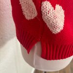 Marled Red and White Heart Pattern Crew Neck Sweater Size M Photo 5