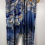 One World  Blue and Orange Paisley Pants Photo 0