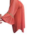 Vision USA Size S Open Crochet Top Bell Sleeves with Trim VTG Peasant Prairie Orange Photo 2
