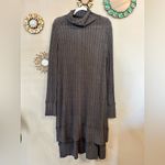 We The Free  People Ribbed Charcoal Turtleneck Sweater Dress Long Sleeve Large Photo 3