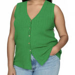 Mango Crochet Waistcoat with Buttons Cardigan Vest Green NWT Large Photo 0