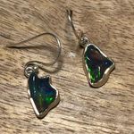 Sterling Silver Black Ethiopian Opal Raw Form 925  Earrings Photo 3