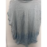Blue Heaven Ombre Distressed Fray Hem Button Down Shirt Top Womens L Size L Photo 5