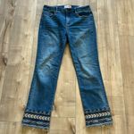 Driftwood  Colette Embroidered Hem Boho Anthropologie Raw Hem Jeans Sz 28 Photo 1