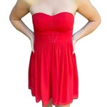 Minuet Boutique Purchased Embroidered Red Strapless Dress - size S Photo 0