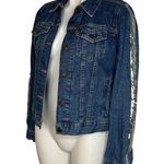 Levi's Original Trucker Silver Sequin Lola Blue Denim Jacket Size Medium Photo 0