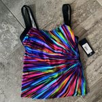 Reebok  Glasswork Bust Minimizing Soft Cup Tankini Bathing Suit Top, Size 10 NWT Photo 2