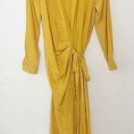 Lattelier Yellow Wrap Dress Tie Waist Maxi Length Unlined Long sleeves Small Photo 0