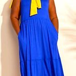 J. Jason Wu Regular Flowy Knit Royal Blue MIDI with Shirred Hem Detail Photo 0