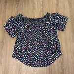 J.Crew  Ratti Navy with Colored Polka Dots Off Shoulder Top Size 8 Whimsical​​ Photo 2