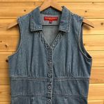 Vintage Casablanca Size Medium Denim Button Front Collared Sleeveless Maxi Dress Blue Photo 1