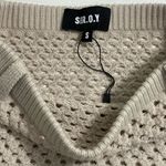 NEW SER.O.YA Open Knit Crochet Mini Skirt Size SMALL Belt Loops Neutral Beige Tan Photo 2