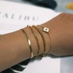 Gold Bracelets for Women Girls, 24K Real Gold Plated A-Z Letter Sets Link Chain Bracelets Stack, Photo 2