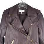 Reiss  Leiya Lamb Leather Moto Jacket In Berry Brownish Red Size 4 Photo 5