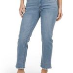 Democracy High Rise Slim Straight Fray Hem Ankle Jeans NWOT Medium Wash Size 14 Photo 0