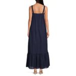 LDT Size 2 Navy Blue Blair Square Neck Sleeveless Tiered Maxi Dress Heritage Photo 1