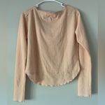 We The Free  People Pink Cecelia Coquette Henley Bow Long Sleeve Top Size Large Photo 2