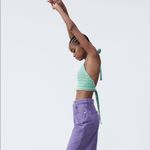 ZARA NWT  JACQUARD CROP TOP HALTER NECKLINE OPEN BACK MEDIUM Photo 2